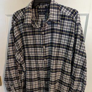 Ralph Lauren Blue Label Blaire Blue & White Plaid Men's Button-Down Shirt sz XL